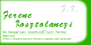 ferenc kosztolanczi business card